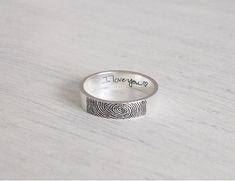 Your Actual Finger Print Rings， WEDDING RING Personalize Wedding Rings SetCouple's Ring Set Sterling Wedding Ideas Creative, Book Invitations, Fingerprint Ring, Engraved Handwriting, Creative Wedding Ideas, Finger Print, Creative Wedding, Memorial Jewelry, Rings Wedding