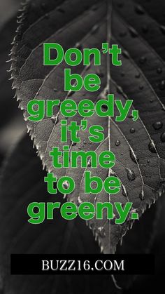 a leaf with the words, don't be creepy it's time to be green