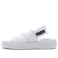 Puma Platform Sandal 365478-02 Puma Platform, Sport Sandals, White Flats, Platform Sandals, Black Sandals, Flat Sandals, Slip On Sneaker, White Black, White And Black