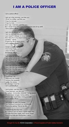 a police officer is holding a child in his arms with the caption i am a police officer