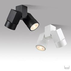 Adjustable Double Spotlight White/Black - Level Decor Black Ceiling Light, Black Ceiling Lighting, Track Light, Black Ceiling, Keys Art, Accent Lighting, Modern Ceiling, Flood Lights, Sloped Ceiling