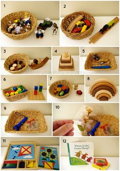 the instructions for making a basket with toys in it and other things to play with