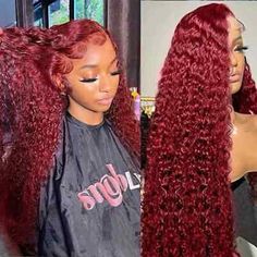 ad eBay - Deep Curly HD Lace Frontal Wig Burgundy Curly Colored Deep Wave Human Hair Wigs - Buy Now, click the link (eBay) Braids Styling, Deep Wave Wig, Brazilian Deep Wave, Ombre Lace Front, Weave Styles, Wig Styling, Remy Human Hair Wigs, Box Braids Styling, Deep Wave Hairstyles