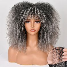 49189007032480|49189007655072 Black Women Cosplay, Bangs For Black Women, Curly Wig With Bangs, Blonde Wigs, Hair Afro, Women Cosplay, Wig With Bangs, Curly Wig, Quick Hairstyles