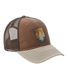 L.L.Bean Trucker Hat Mesh Trucker Baseball Cap For Outdoor, Outdoor Snapback Baseball Cap, Outdoor Trucker Hat With Mesh Back, One Size, Outdoor Mesh Back Trucker Hat, Brown Trucker Hat For Camping, Breathable Trucker Hat For Outdoor, Outdoor Trucker Hat With Mesh Back, Outdoor Hats With Mesh Back, One Size Fits Most, Outdoor Hats With Mesh Back