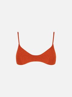 Orange lurex bralette topAdjustable straps on the shouldersStretchRegular fitComposition: 90% Polyamide 10% Elastane Party Triangle Top Bra With Adjustable Straps, Party Bra With Adjustable Straps And Triangle Top, Chic Crop Top With Adjustable Straps And Underwire, Summer Bra With Removable Straps, Summer Evening Bra With Adjustable Straps, Evening Bra With Adjustable Straps, Lurex Top, Micro Print, Boho Swimwear