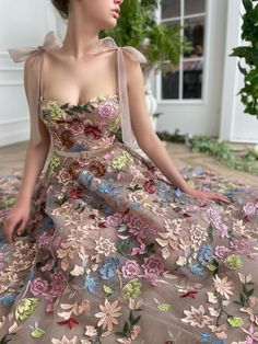 Wildflower Sands Dress | Teuta Matoshi Teuta Matoshi, Midi Prom Dress, Tulle Embroidery, Floral Prom Dresses, Alternative Bridal, Plus Size Gowns, Sweetheart Prom Dress, Embroidered Midi Dress, Evening Dresses Cocktail