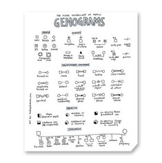 a white paper with the words genorms written on it and an image of various symbols