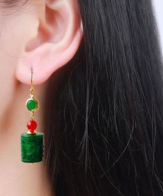 Women Green 14K Gold Dry Green Jade Agate Drop EarringsMade of fine 14K Gold Dry Green Jade Agate.Measurement: 6.8cm/2.652" * 1.6cm/0.624". Matches easily with daily hairstyle, dresses & Shirts Elegant Green Agate Earrings, Green Agate Dangle Earrings, Green Agate Gemstone Earrings, Green Agate Drop Earrings, Green Agate Earrings As Gift, Green Agate Earrings For Gift, Daily Hairstyles, Earrings Women, Green Jade