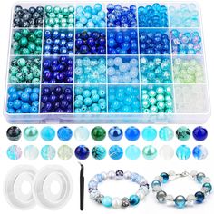 the bead box contains many different beads and accessories for making bracelets, necklaces or earrings