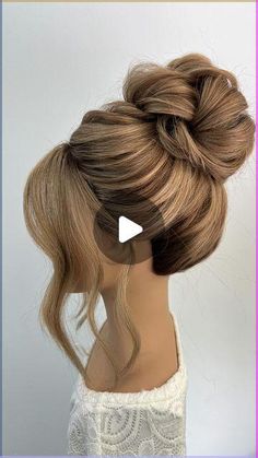 Diy High Bun Updo, Hair Styles Bun Wedding, Updo Bun Tutorial, How To Make Buns, Updo Hairstyles For Wedding Guest, Chignon Alto Tutorial, Hair Bun Styles Wedding, High Bun For Long Hair, High Bridal Bun