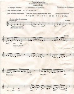 sheet music with notes and notations for children's musical instruments, written in english