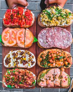 the instagram page shows different types of food on wooden trays, including meat and vegetables