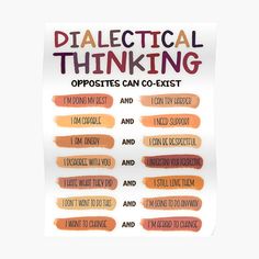 Dialectical Thinking, Dbt Skills Worksheets, Health Mantra, Dbt Skills, Mental Health Activities, Empath Protection, Dialectical Behavior Therapy, Elementary School Counseling, Therapeutic Activities