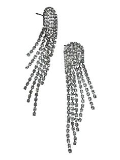 Indulge in elegance with our Brake My Heart Rhinestone Fringe Statement Earrings. These stunning earrings feature a split heart design adorned with crystal rhinestone chain fringe, adding a touch of glamour to any outfit. Measuring 3. 25 inches in length, these earrings are a must-have for any fashion-forward individual. Zinc alloy and brass rhinestone chain finding. Glass rhinestones. This earring is not made with settings rather it's a lightweight chain that holds rhinestones. Store away from Stocking Fillers For Him, Glam Earrings, Alphabet Jewelry, Smart Glass, Heart Rhinestone, Rhinestone Fringe, Chain Fringe, Rhinestone Chain, Stocking Fillers For Her