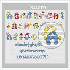 a cross stitch pattern with the letters and numbers