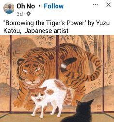 an image of two cats and a tiger