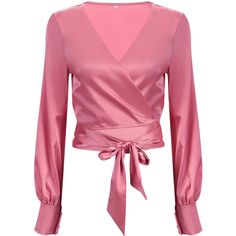 Wrap Front Top, Pink Long Sleeve Top, Top With Long Sleeves, Pink Long Sleeve Shirt, Extra Long Sleeves, Pink Long Sleeve, Neck Wrap, Pink Top, Pink Tops