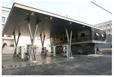 an empty gas station with no people in it