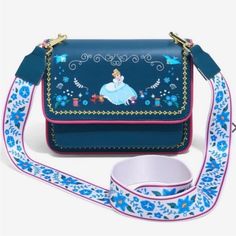 New Loungefly Disney Cinderella Storybook Crossbody Bag Boxlunch Exclusive More Details In Last Photo Disney Blue Shoulder Bag For Travel, Blue Disney Bags For Gifts, Cinderella Storybook, Pumpkin Coach, Disney Cinderella, Loungefly Bag, Disney Bag, Disney Addict, Loungefly Disney