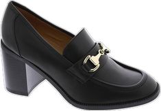 Chic Loafers With Sculpted Heel For Office, Chic Office Loafers With Sculpted Heel, Elegant High Heel Loafers For Business Casual, Chic Office Loafers, Modern Loafers With Stacked Heel For Business, Modern Business Loafers With Stacked Heel, Modern Office Loafers With Sculpted Heel, Modern Formal Loafers With Block Heel, Modern High-heel Loafers For Work