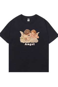 Angel Unisex T-Shirt Artsy Aesthetic Aesthetic Screen Print Crew Neck T-shirt, Summer Aesthetic Short Sleeve T-shirt, Aesthetic Crew Neck T-shirt With Graphic Print, Aesthetic Graphic Print Crew Neck T-shirt, Aesthetic Letter Print T-shirt With Crew Neck, Aesthetic Short Sleeve T-shirt With Screen Print, Aesthetic Graphic Print T-shirt For Summer, Angels With Wings, Animecore Aesthetic