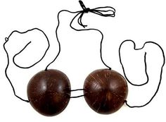 two wooden balls connected to a string on a white background