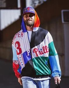 Mlb Opening Day Philadelphia Phillies Bryce Harper Hooded Jacket Shearling Jacket Women, Biker Jacket Men, Bryce Harper, Upgrade Your Look, Aviator Jackets, Jackets Men Fashion, Letterman Jacket, Custom Jacket, Opening Day