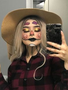 Cute Scarecrow Makeup, Nem Halloween Makeup, Last Minute Kostüm, Halloween Costumes Scarecrow, Scarecrow Makeup, Halloweenský Makeup, Halloween Make-up Looks