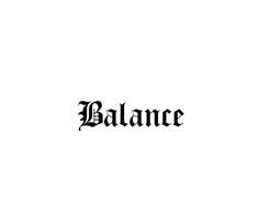 the word balance written in black ink on a white background