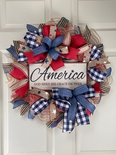 a patriotic wreath with the words america on it