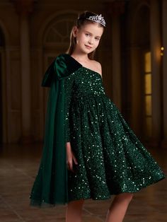 Product Code: ALD0145 Embellishment: Sequin Fabric: 95% Polyester ,5%Polyester Back Style: Zipper Up Fully Lined: Yes Available Color: Dark Green Stretch: Moderate Long Sleeve Dress For Holiday Dress-up, Princess Style Christmas Party Dress, Festive Sequin Dress For Dress-up, Green Princess Party Dress, Holiday Embellished Sequin Dress For Dress-up, Green Christmas Pageant Dress, Festive Princess Sequin Dresses, Festive Princess Dress With Sequins, Princess Style Sequined Festive Dress