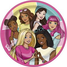 AMSCAN CA Kids Birthday Barbie Large Round Lunch Paper Plates, 9 Inches, 8 Count Barbie Plates, Barbie Party Supplies, Barbie Decorations, Colorful Plates, Multicolor Background, Barbie Party Decorations, Barbie Birthday Party, Unique Party Favors, Barbie Theme