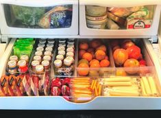 an open refrigerator filled with lots of food