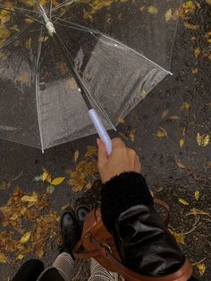 a person holding an umbrella in the rain