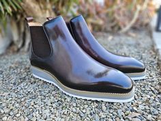 Elevate your style and comfort with Carrucci Men's Patina Chelsea Boot. Crafted for all-day wear, these boots feature a calfskin leather upper, leather lining and lightweight sole. KB515-15 Whether navigating urban landscapes or attending casual events, these boots offer both style and functionality. Step confidently into any occasion with our Men's Patina Chelsea Boot—a versatile choice for the modern gentleman. Chelsea Boots Patina, Rugged Outdoor Chelsea Slip-on Boots, Masculine Chelsea Boots With Goodyear Welt And Plain Toe, Waterproof Leather Slip-on Chelsea Boots, Luxury Lace-up Chelsea Boots For Men, Botas Chelsea, Style Sportif, Black Chelsea Boots, Loafer Sneakers