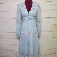 Vintage 70'S Gunne Sax Original Romance Prairie Dress Size 7 Floral Detail Sheer | eBay 70s Dresses Formal, 70s Fashion Women, Vintage Prairie Dress, Sax Dress, Gunne Sax Dress, Gunne Sax, 70s Dress, Prairie Dress, Flowy Dress