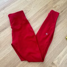 Size 4, Lululemon Red Leggings High Waist Red Gym Bottoms, Fitted Red Leggings For Loungewear, Red Full-length Athleisure Leggings, Red Full Length Athleisure Leggings, Red Yoga Pants Athleisure Style, Sporty Red Yoga Pants For Loungewear, Red High Waist Stretch Activewear, High Waist Red Stretch Activewear, Red Full-length Yoga Pants For Loungewear