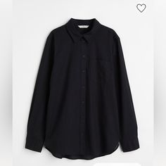 Black Linen Shirt Trendy Black Workwear Shirt, Casual Black Workwear Shirt, Black Long Sleeve Shirt For Everyday, H&m Cotton Workwear Shirt, H&m Classic Tops For Workwear, Casual Black Blouse By H&m, Classic H&m Tops For Workwear, Classic Black Cotton Blouse, Black Casual Blouse From H&m