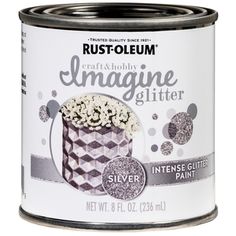 a can of silver glitter paint