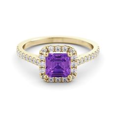 Experience luxury redefined with our meticulously handmade ring, featuring a mesmerizing 6mm cushion-cut amethyst embraced by a brilliant diamond halo. Crafted to perfection, this ring showcases the perfect balance of understated elegance and sparkling diamonds, creating a breathtaking piece of jewelry. Set in luxurious 14K gold, this ring boasts natural gemstones and a beautiful finish that adds to its allure. Whether worn alone or stacked, it exudes sophistication, making it a wonderful gift f Luxury Rose Cut Diamond Amethyst Ring As Gift, Luxury Cushion Cut Purple Jewelry, Gold Gift, Understated Elegance, Timeless Treasures, Diamond Halo, Brilliant Diamond, Sparkle Diamonds, Purple Amethyst