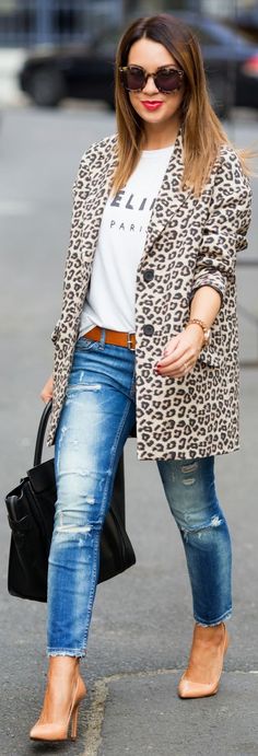 #Simple And #Bold by Cashmere In Style More Leopard Blazer, Leopard Print Outfits, Animal Print Outfits, Mode Inspo, Looks Chic, Inspired Outfits