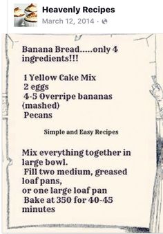 the recipe for banana bread is displayed on an instagramt page, and it appears to have been altered