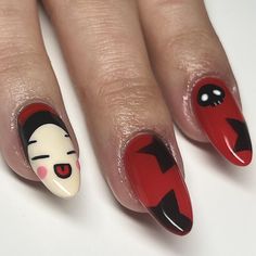 pt 2 of domo x pucca set Space Goddess, Draw Manga, Punk Nails, Anime Nails, Aesthetic Nails, Goth Nails, Grunge Nails, Her Nails, Pretty Gel Nails