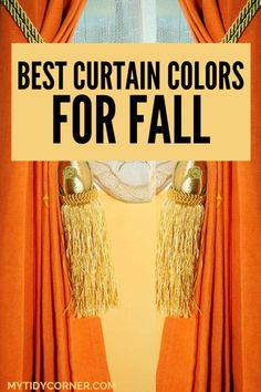 fall curtain colors Fall Window Curtains Ideas, Curtains Gray Walls, Window Curtains Ideas, Orange Curtains, Earthy Home Decor, Beige Curtains