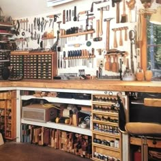 a room filled with lots of tools and shelves