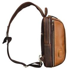 Woosir Mens Shoulder Crossbody Bag Brown Brown Chest Bag With Zipper For Daily Use, Portable Satchel Chest Bag For Everyday Use, Brown Portable Chest Bag For Daily Use, Business Brown Crossbody Chest Bag, Brown Crossbody Chest Bag For Business, Everyday Portable Chest Bag, Casual Leather Chest Bag With Cell Phone Pocket, Brown Portable Chest Bag For Everyday Use, Daily Use Chest Bag Backpack With Anti-theft Pocket