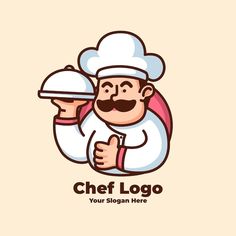 a chef holding a tray with a mustache on it's head and giving the thumbs up