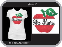 Apple Activities, Teacher Apple, Teacher Name, Teacher Appreciation Gift, Gifts For Teachers, Teacher Tshirts, School Shirts, Teacher Appreciation Gifts, School Teacher