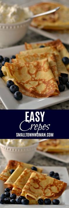 pancakes with blueberries and cream cheese on them are ready to be eaten for breakfast